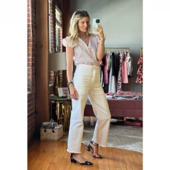 BURU Pink Label Sleeveless Ruffle Blouse - Candy Stripe Clothing