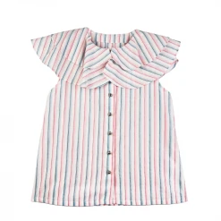 BURU Pink Label Sleeveless Ruffle Blouse - Candy Stripe Clothing