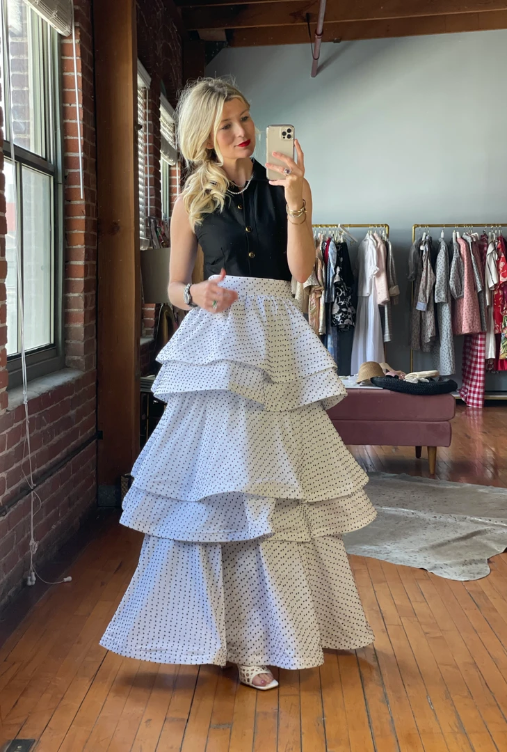 BURU Pink Label Clothing Pink Label Teagan - White & Black Swiss Dot - PRE-SALE 10 BURU Pink Label Clothing Pink Label Teagan - White & Black Swiss Dot - PRE-SALE