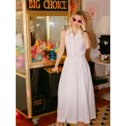 BURU Pink Label Clothing Sleeveless Placket Front Shirtdress - White Poplin - PRE-SALE