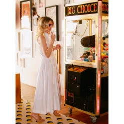 BURU Pink Label Clothing Sleeveless Placket Front Shirtdress - White Poplin - PRE-SALE