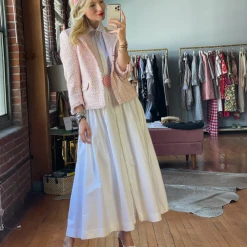 BURU Pink Label Clothing Sleeveless Placket Front Shirtdress - White Poplin - PRE-SALE