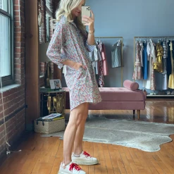 BURU White Label Clothing Slim Fit Boyfriend Shirtdress - Lady Liberty Print