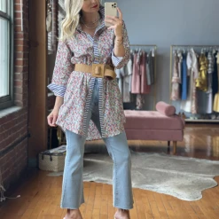 BURU White Label Clothing Slim Fit Boyfriend Shirtdress - Lady Liberty Print