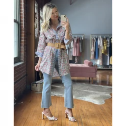 BURU White Label Clothing Slim Fit Boyfriend Shirtdress - Lady Liberty Print