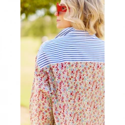 BURU White Label Clothing Slim Fit Boyfriend Shirtdress - Lady Liberty Print