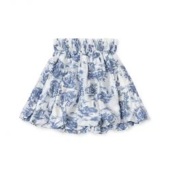 BURU White Label Clothing Smocked Waist Circle Skirt Mini - Blue Toile - Final Sale