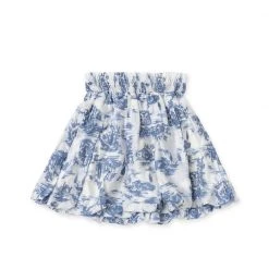 BURU White Label Clothing Smocked Waist Circle Skirt Mini - Blue Toile - Final Sale