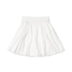 BURU White Label Smocked Waist Circle Skirt Mini - White Eyelet - Final Sale