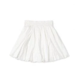 BURU White Label Smocked Waist Circle Skirt Mini - White Eyelet - Final Sale