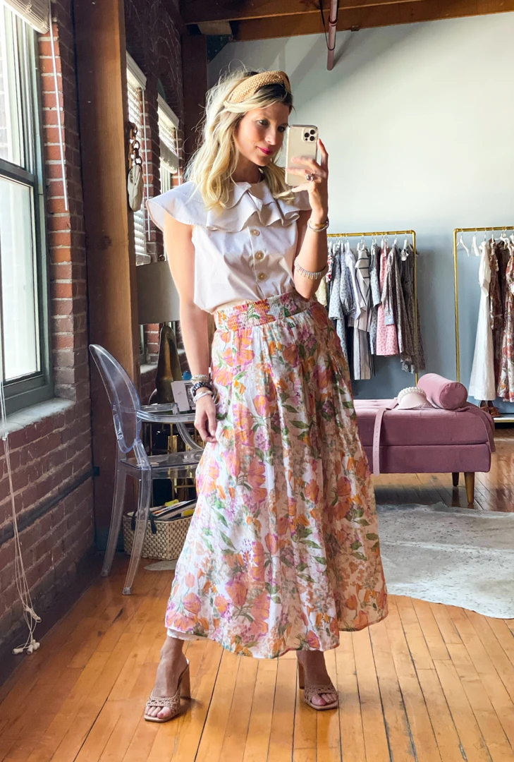BURU White Label Clothing Smocked Waist MAXI Skirt - Floral 6 BURU White Label Clothing Smocked Waist MAXI Skirt - Floral