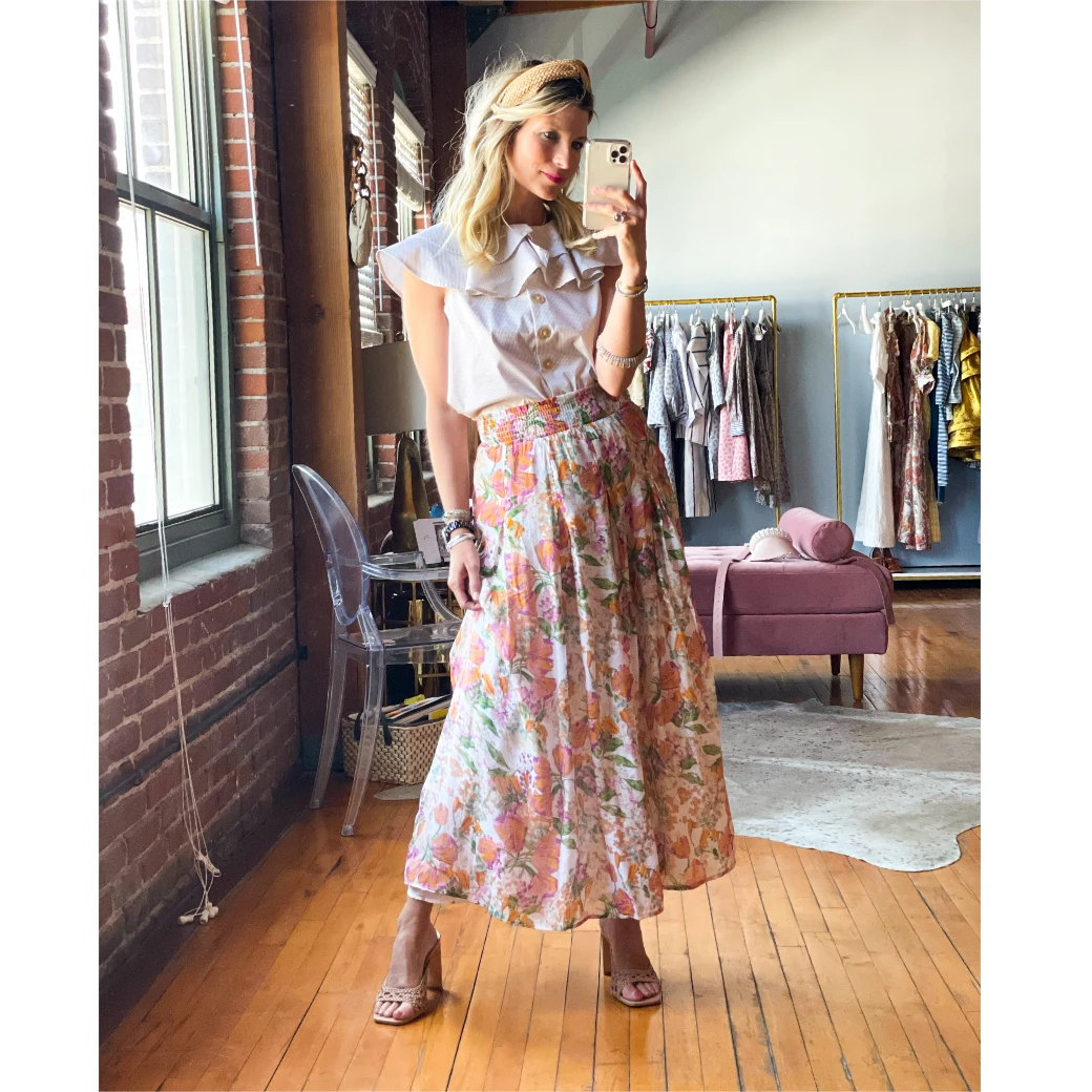 BURU White Label Clothing Smocked Waist MAXI Skirt - Floral 11 BURU White Label Clothing Smocked Waist MAXI Skirt - Floral