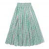 BURU White Label Smocked Waist MIDI Skirt - Green & Pink Plaid 1 BURU White Label Smocked Waist MIDI Skirt - Green & Pink Plaid