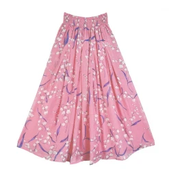 BURU White Label Smocked Waist MIDI Skirt - Pink Lily Of The Valley Clothing