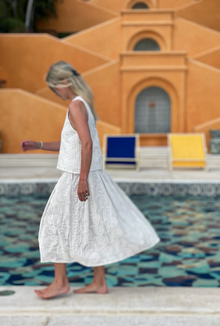 BURU White Label Smocked Waist MIDI Skirt - White Embroidery 6 BURU White Label Smocked Waist MIDI Skirt - White Embroidery