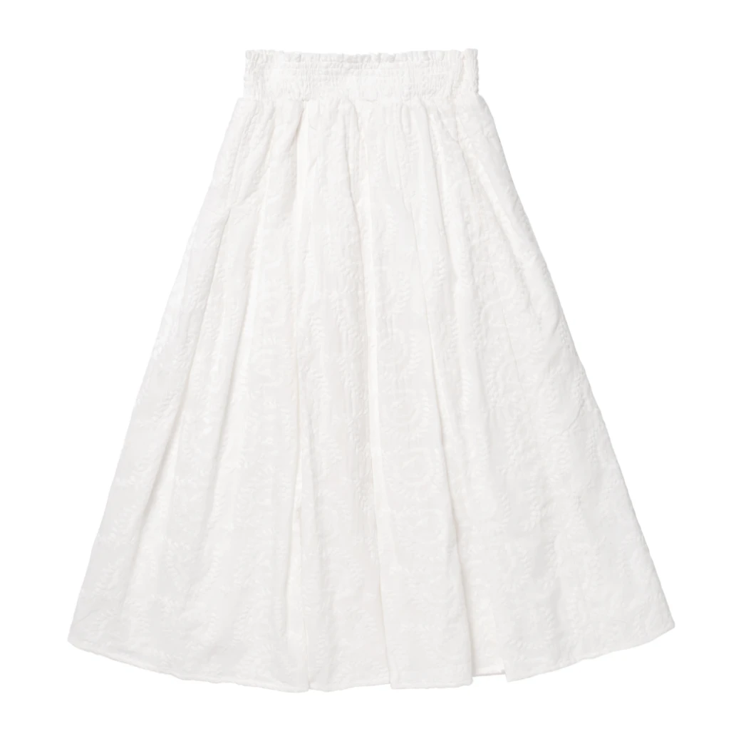 BURU White Label Smocked Waist MIDI Skirt - White Embroidery 20 BURU White Label Smocked Waist MIDI Skirt - White Embroidery