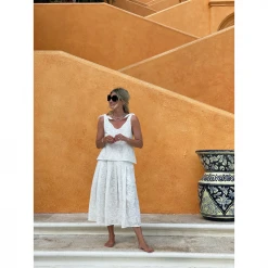 BURU White Label Clothing Tie Top Tank - White Embroidery 23 BURU White Label Clothing Tie Top Tank - White Embroidery