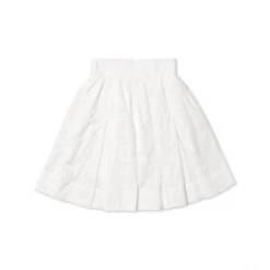 BURU White Label Smocked Waist Skirt - White Embroidery