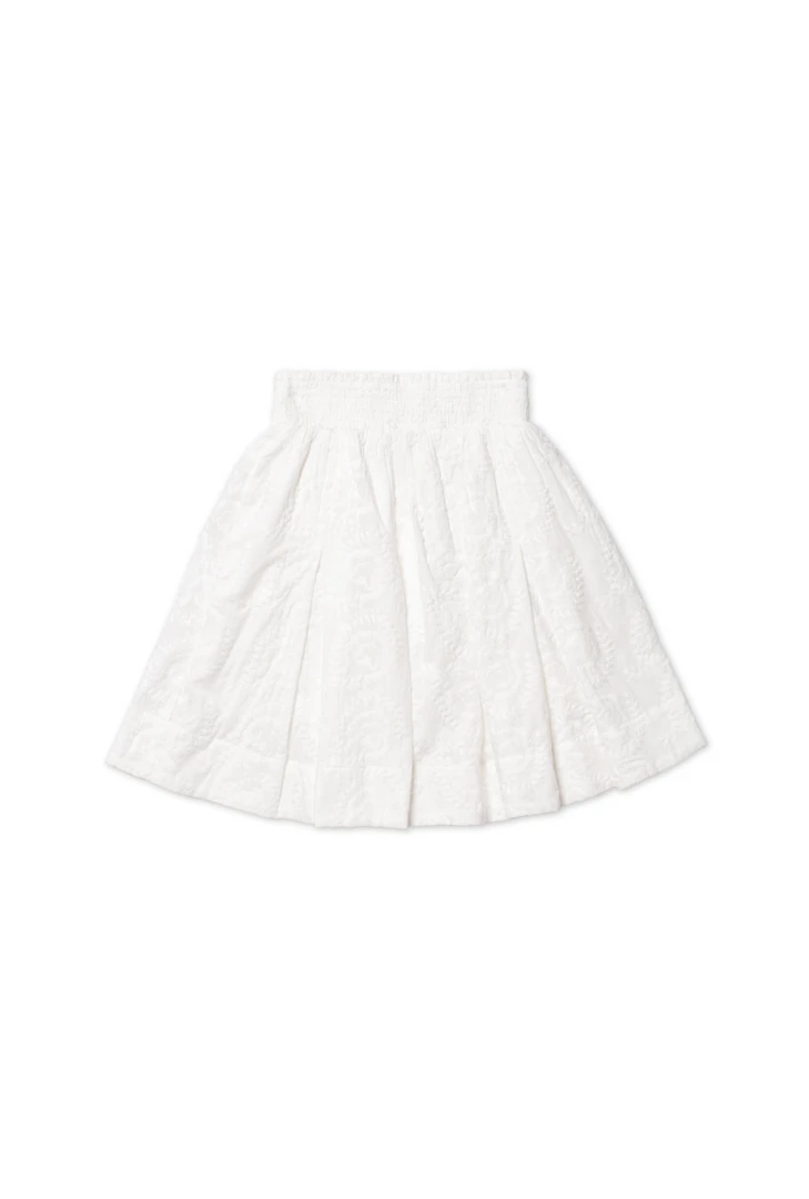 BURU White Label Smocked Waist Skirt - White Embroidery 3 BURU White Label Smocked Waist Skirt - White Embroidery