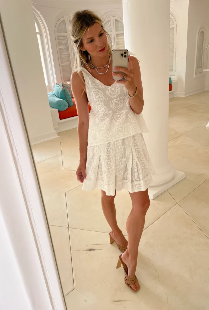 BURU White Label Smocked Waist Skirt - White Embroidery 9 BURU White Label Smocked Waist Skirt - White Embroidery