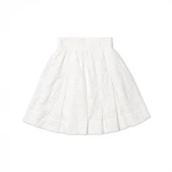 BURU White Label Smocked Waist Skirt - White Embroidery 37 BURU White Label Smocked Waist Skirt - White Embroidery