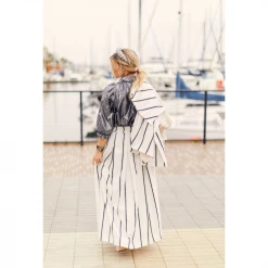 BURU White Label Sparkle Stripe Maxi Skirt - Navy & White Clothing