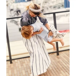 BURU White Label Sparkle Stripe Maxi Skirt - Navy & White Clothing