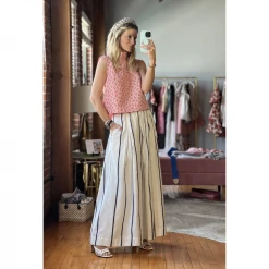 BURU White Label Sparkle Stripe Maxi Skirt - Navy & White Clothing