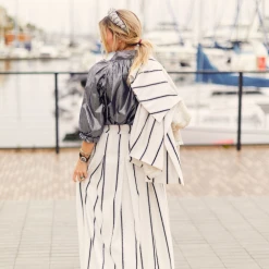 BURU White Label Sparkle Stripe Maxi Skirt - Navy & White Clothing