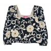 BURU Pink Label Square Neck Long Sleeve Top - Black Floral Clothing