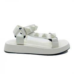 Buru Accessories Studded Velcro Sandals - White