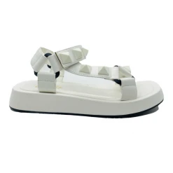 Buru Accessories Studded Velcro Sandals - White