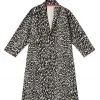 BURU Pink Label Swing Coat Knee Length - Black & White Cheetah Cotton Twill