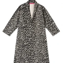 BURU Pink Label Swing Coat Knee Length - Black & White Cheetah Cotton Twill