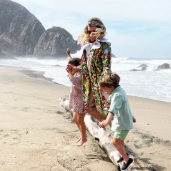 BURU Pink Label Swing Coat Knee Length - Botanicals