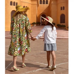 BURU Pink Label Swing Coat Knee Length - Botanicals