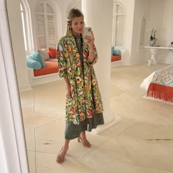 BURU Pink Label Swing Coat Knee Length - Botanicals