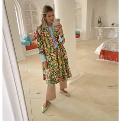 BURU Pink Label Swing Coat Knee Length - Botanicals