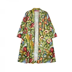 BURU Pink Label Swing Coat Knee Length - Botanicals