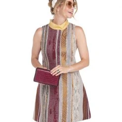 BURU Pink Label Swing Dress Knee Length - Gold/Ivory Woven - Final Sale Clothing