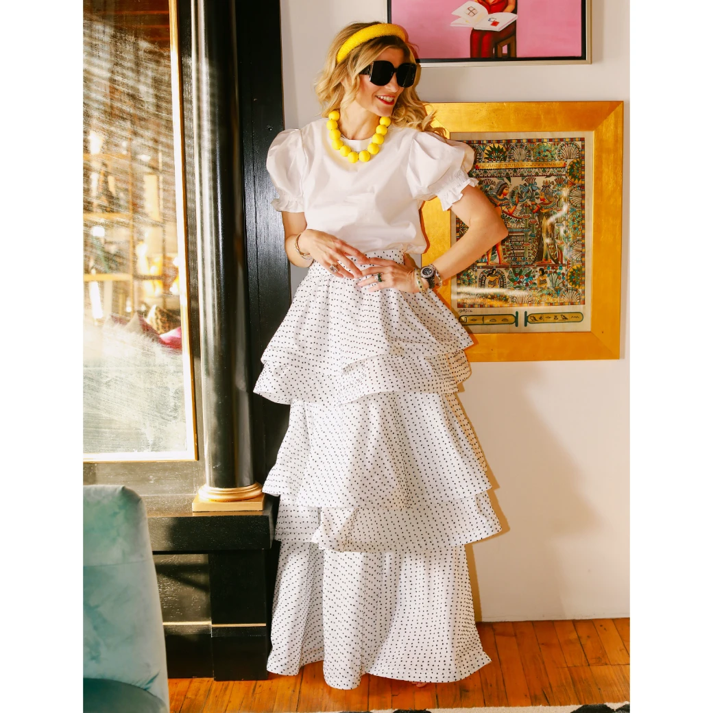 BURU Pink Label Puff Sleeve Top - White Poplin Clothing 12 BURU Pink Label Puff Sleeve Top - White Poplin Clothing