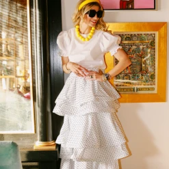 BURU Pink Label Puff Sleeve Top - White Poplin Clothing 18 BURU Pink Label Puff Sleeve Top - White Poplin Clothing