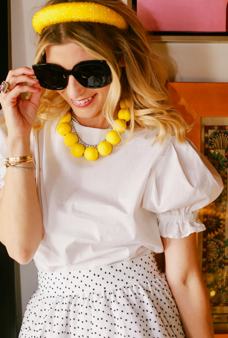 BURU Pink Label Puff Sleeve Top - White Poplin Clothing 7 BURU Pink Label Puff Sleeve Top - White Poplin Clothing