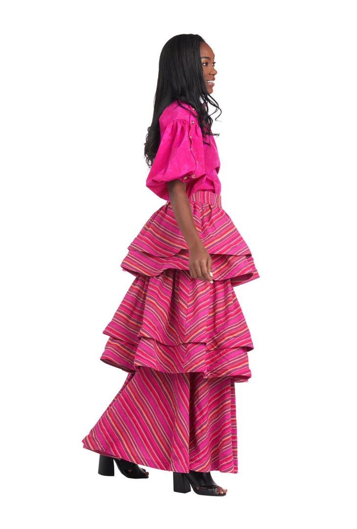 BURU White Label Teagan Tiered Skirt - Pink Stripe Clothing 3 BURU White Label Teagan Tiered Skirt - Pink Stripe Clothing