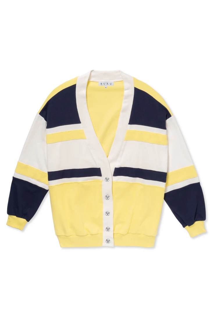 BURU White Label Tennis Cardigan - Yellow Colorblock Clothing 3 BURU White Label Tennis Cardigan - Yellow Colorblock Clothing