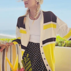 BURU White Label Tennis Cardigan - Yellow Colorblock Clothing 17 BURU White Label Tennis Cardigan - Yellow Colorblock Clothing