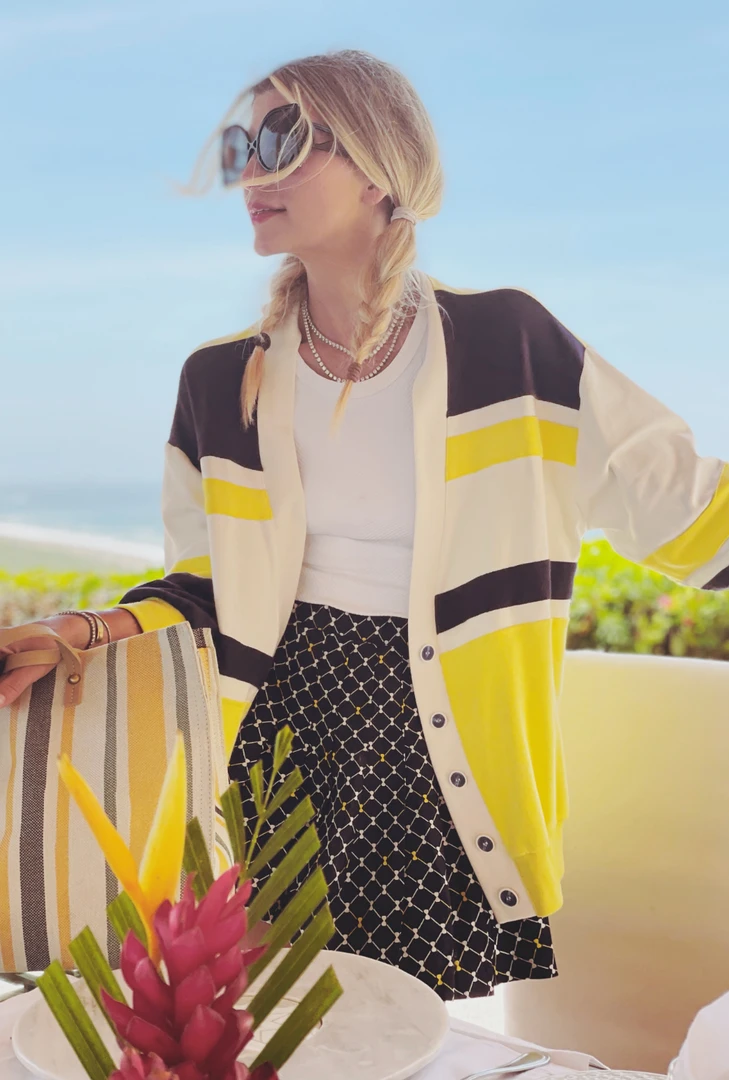 BURU White Label Tennis Cardigan - Yellow Colorblock Clothing 6 BURU White Label Tennis Cardigan - Yellow Colorblock Clothing