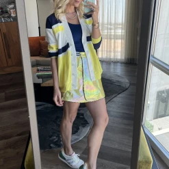 BURU White Label Tennis Cardigan - Yellow Colorblock Clothing 18 BURU White Label Tennis Cardigan - Yellow Colorblock Clothing