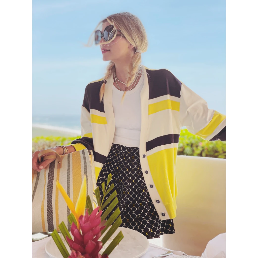 BURU White Label Tennis Cardigan - Yellow Colorblock Clothing 11 BURU White Label Tennis Cardigan - Yellow Colorblock Clothing