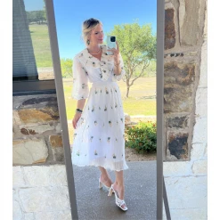 BURU White Label Clothing The Blanche Dress Midi - White Daisy